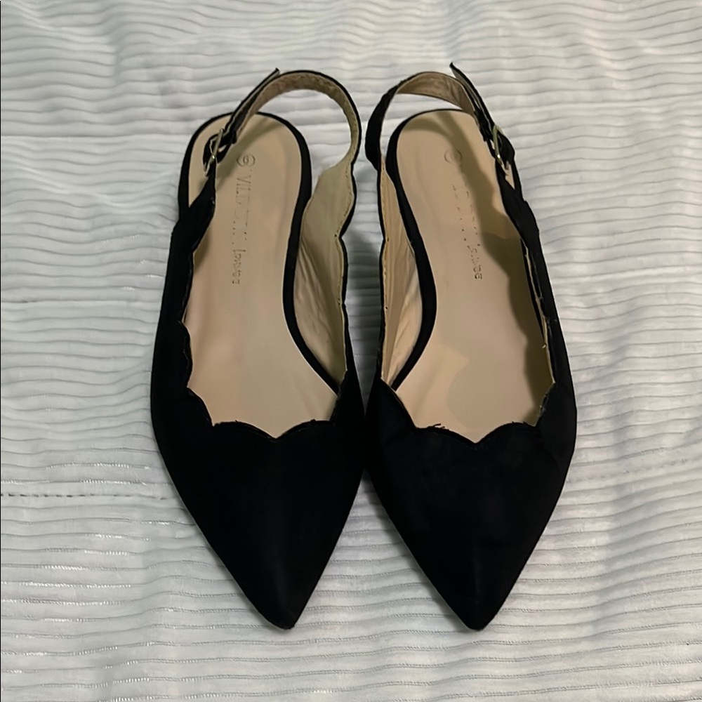 Wild Diva Black Pointed Toe Slingback Flats